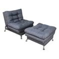 thumbnail image 1 of Sofá Cama Individual Sillón y Taburete NORVAL  Florencia Moderno en Lino Gris estructura de madera con pata cromada, 1 of 12