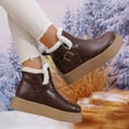 thumbnail image 5 of Women's Platform Winter Snow Boots Fashion Leather Chunky Footbed Fleece Lined Warm Ankle Booties for Women, 5 of 7
