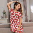 thumbnail image 3 of Disketp Strawberries para Camisón Corto de Manga Corta para Mujeres, Camisón Cómodo con Escote Redondo, Bonito y Confortable, 3 of 6