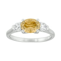 Brilliance Fine Jewelry Oval Citrine Ring in Sterling Silver