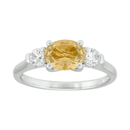 Brilliance Fine Jewelry Oval Citrine Ring in Sterling Silver