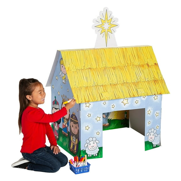 Fun Express Color Your Own Nativity Stable Playhouse