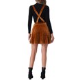 thumbnail image 3 of INSPIRE CHIC Women's Velvet Star Printed Adjustable Strap High Waist Suspender Skirt M Caramel, 3 of 6