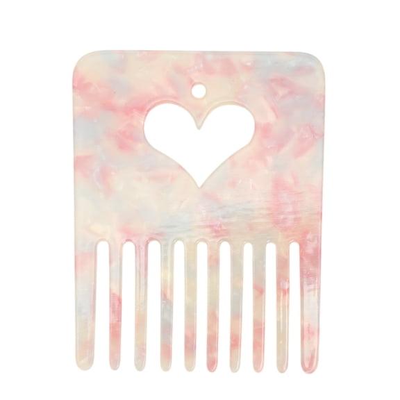 Unique Bargains 1 Pc Portable Heart Shaped Hair Insert Comb for All Hair Types Pink
