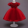 thumbnail image 6 of Gubotare Birthday Dress for Girls Little Toddler Girl Outfit Puffy Sleeve Heart Dress Cute Princess Dresses Spring Clothes (Red,Size 4-5 Years), 6 of 7
