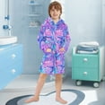 thumbnail image 5 of FORMRS Niños Bathrobe Unisex Hooded Robe Soft Plush Pajamas Sleepwear, Size 10-12T, Purple Starfish Pattern, 5 of 7