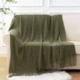 thumbnail image 5 of Battilo Olive Green Throw Blanket,Green Textured Knit Throws,Spring Blanket for Sofa Bed,50"x60", 5 of 8