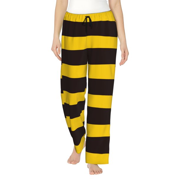 Fotbe Bee Stripe Pantalones de Pijama para Mujer, Pantalones de Dormir, Pantalones Pj con Cordón y Bolsillos-Medium