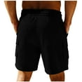 thumbnail image 4 of OGLCCG Mens Casual Corduroy Shorts Elastic Waist Drawstring Jogging Shorts Solid Color Lightweight Summer Sport Shorts with Multi Pockets,S,Black, 4 of 8