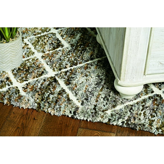 3'x5' Mocha Brown Machine Woven Space Dyed Geometric Diamond Pattern Indoor Area Rug