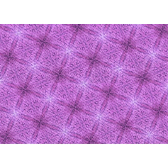 Ahgly Company Machine Washable Indoor Rectangle Transitional Bright Neon Pink Purple Area Rugs, 7' x 9'