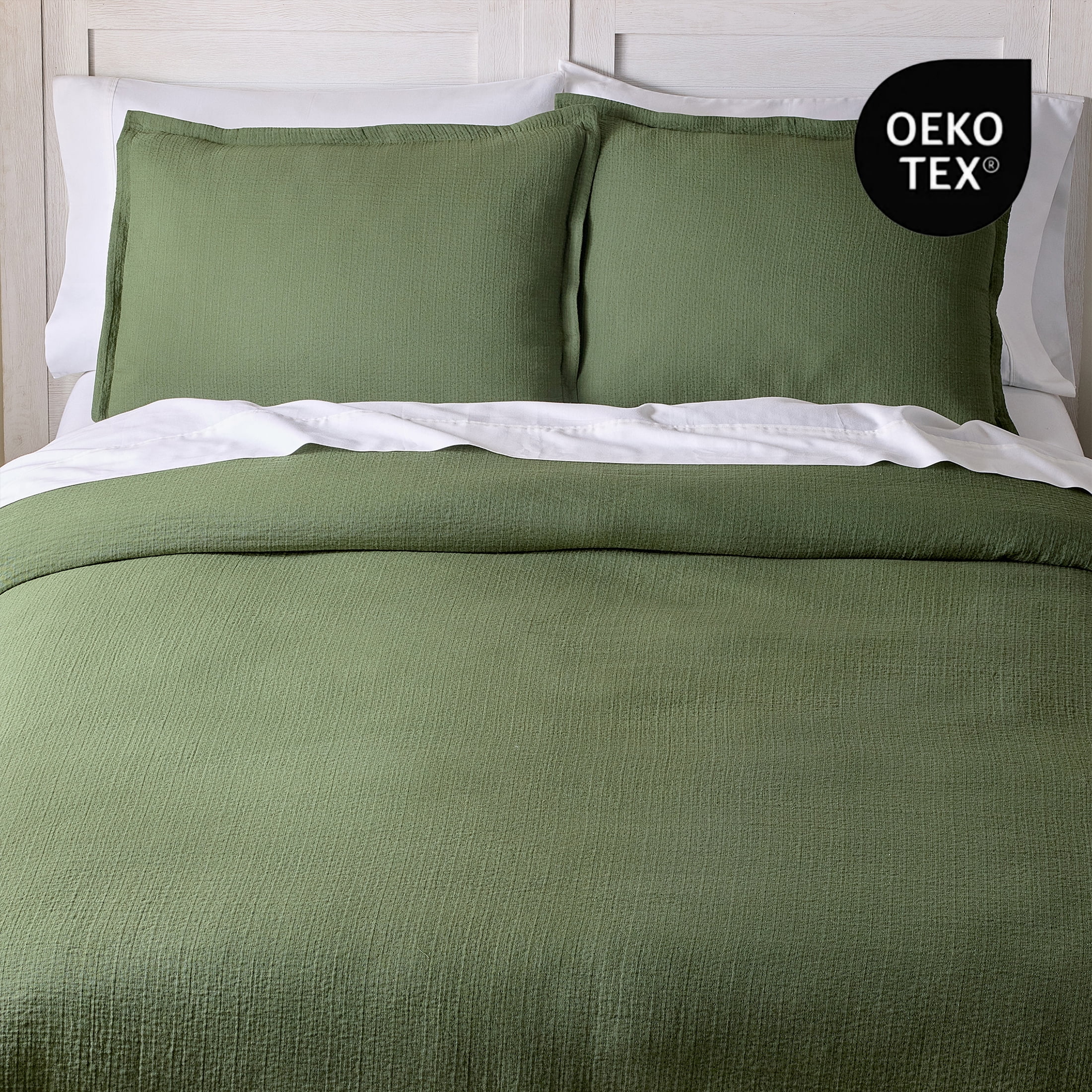 Better Homes & Gardens All-Season Full/Queen Comforter Set, 3-Piece, Green Gauze