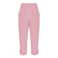 thumbnail image 4 of UJNDER Girls Casual Solid Straight Leg with Front Button Daily Wear Trousers Girls Cargo Pants,Pink,7-8 Years, 4 of 5