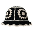 thumbnail image 2 of Clearance! Waoopa Crochet Bucket Hat for Women Knit Cap Handmade Foldable Floppy Beach Hat Fashion Cute Striped Floral Fishing Hat, 2 of 3