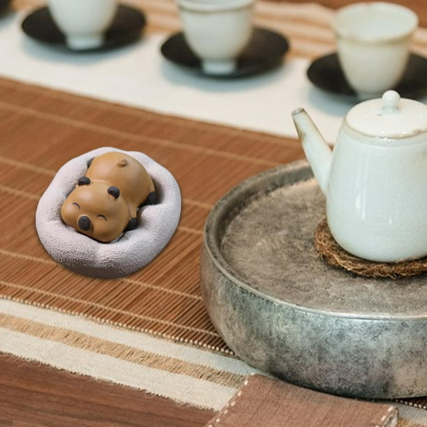 Mini estatua de oso, adorno de escritorio, mascota de té coleccionable, figura creativa en miniatura, pequeña escultura para estantería de casa de té, Amarillo
