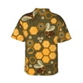 thumbnail image 3 of Bixox Men's Hawaiian Shirts Men's Bees and Honeycombs Print Short-Sleeve Shirt-Medium, 3 of 8