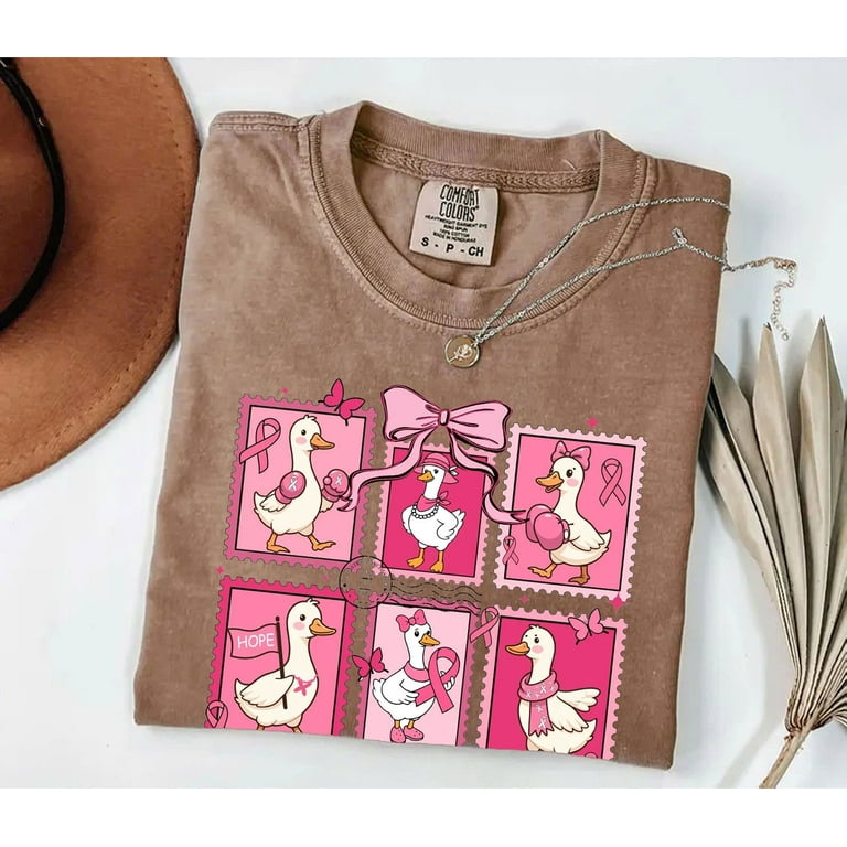 Breast Cancer Awareness Shirt – I Wear Pink Comfort Colors Tee, Pink Ribbon Goose T-Shirt, Support & Fighter Gift