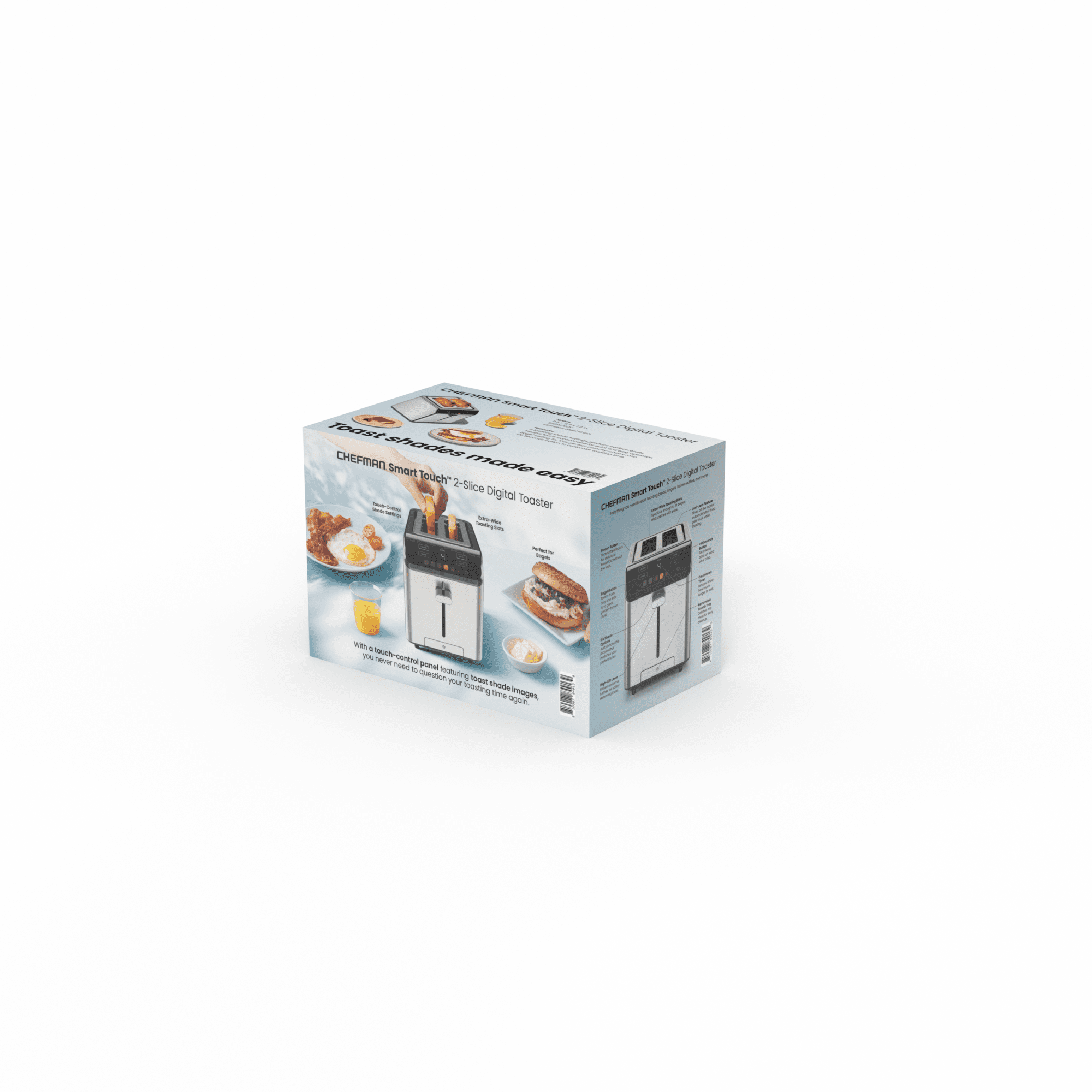 Chefman Smart Touch 2 Slice Digital Toaster with 6 Touchscreen Shade Settings – Stainless Steel