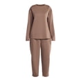 thumbnail image 4 of Lissome Women’s Luxe Scubaknit Long Sleeve Drop Shoulder Top and barrel leg pant Lounge Set, 2-piece Set , Sizes S-3X, 4 of 4