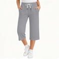 thumbnail image 2 of ATOGUTA Girl's Capris Pants Summer Loose Straight Leg Pants Elastic Waist Preppy Casual Trousers Gray, Size 5T-15, 2 of 8