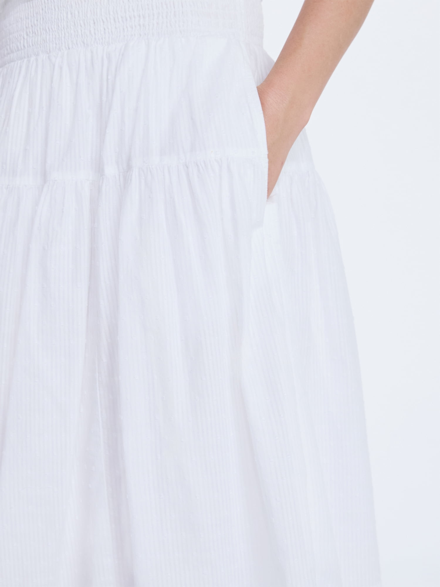 Free Assembly Women's Smocked Waist Cotton Midi Skirt, Sizes XS-XXL