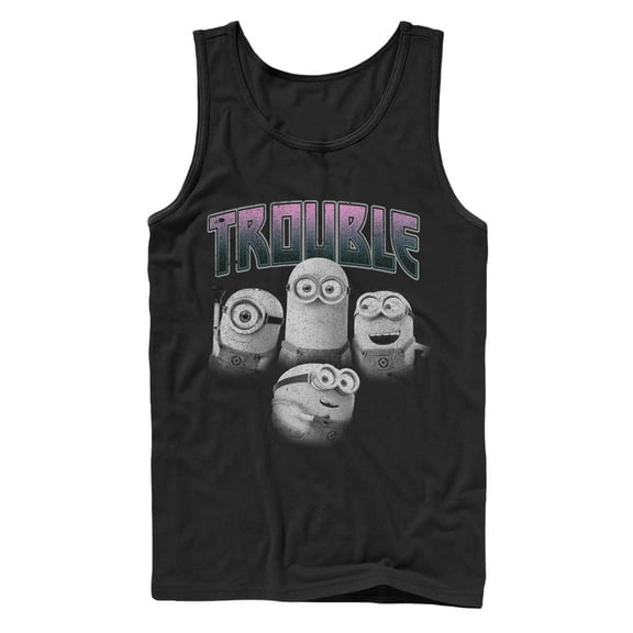 Men's Despicable Me Minion Trouble Friends  Tank Top Black Small