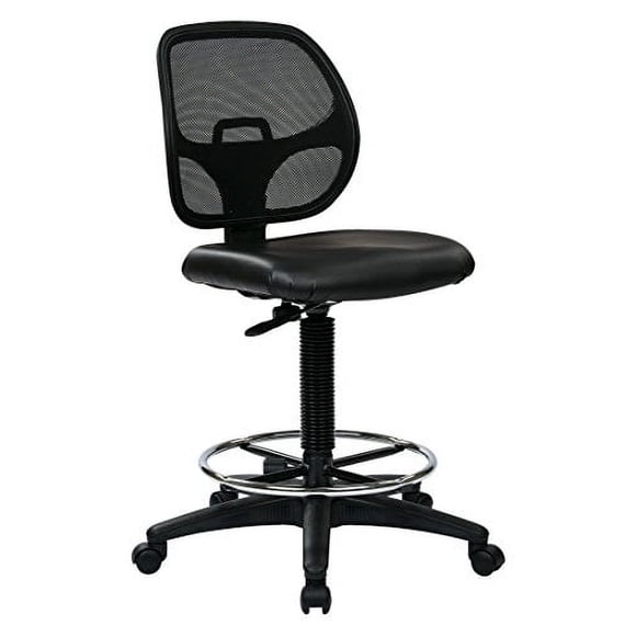 Worksmart DC Series - Chaise - Pivotante - Vinyle, Maille, nylon Robuste - Noir