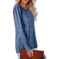 thumbnail image 3 of Camiseta informal holgada, de color liso y cuello redondo suave para primavera, otoño e invierno - Azul XXL Camiseta de manga larga para mujer, 3 of 6