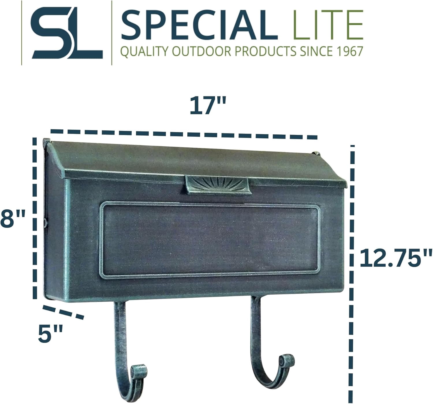 Special Lite Horizon Horizontal Wall Mount Mailbox - Verde Green Aluminum Mailbox for Wall Mount - SHH-1006-VG