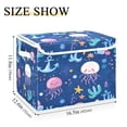 thumbnail image 5 of Yayeee Collapsible Cube Storage Bin with Lid Fabric Closet Decorative Basket with Handles, Light Pink Jellyfish, 5 of 7