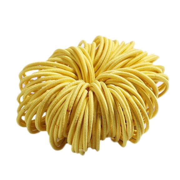 LIZUOJUN Under $4 100PCS 3cm Nylon Hair Rubber Bands for Women Soft No Damage Colorful Hair Ropes Elastic Hair Ties Cute Hair Accessorie, Yellow