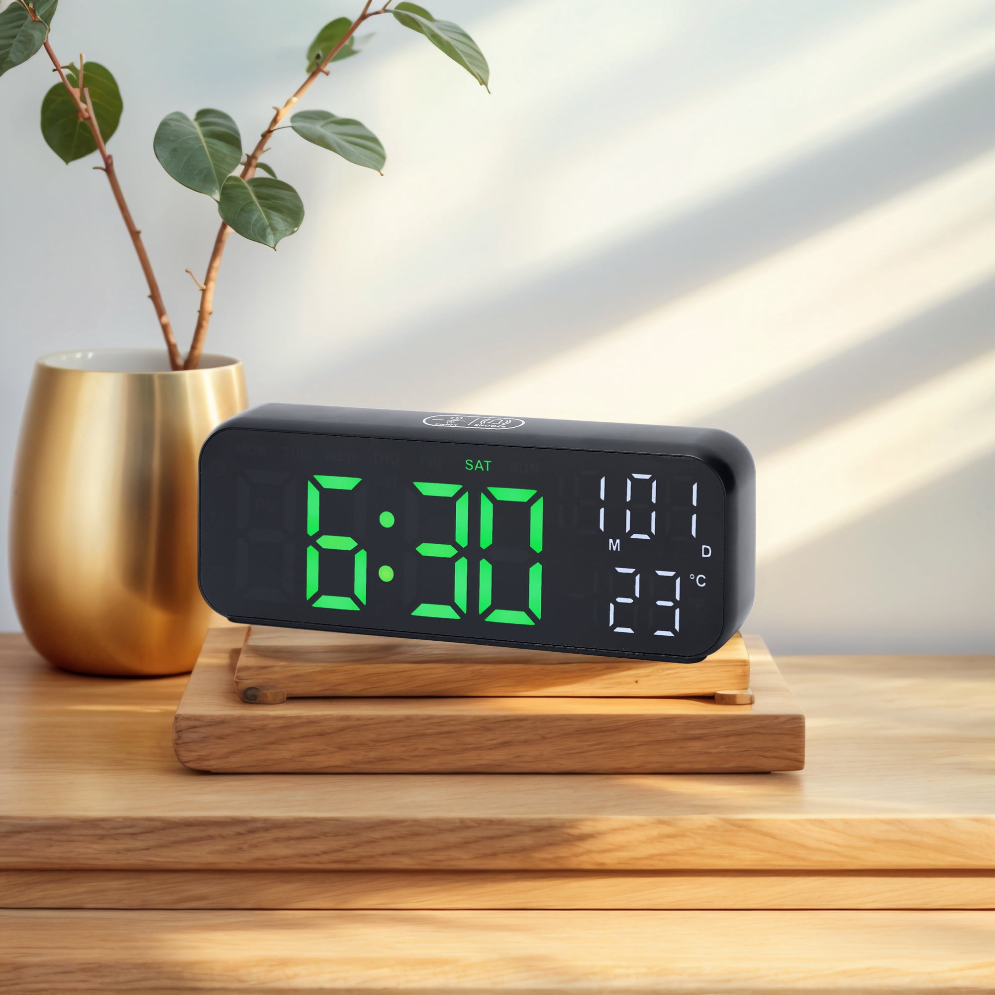 Unique Bargains Small Dual Alarm Clock for Bedrooma Black Green