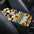 thumbnail image 3 of Renewold American Tribal Sunflower Brown Cow Print Auto Center Console Pad Universal Automotive Comfortable Console Armrest Cushion Durable Softness, 3 of 6