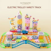 3D Electric Track Gears Model Building Blocks Plastic Kid House Blocks Bricks Educational Construction Toys for Children Gifts,263pcs with box