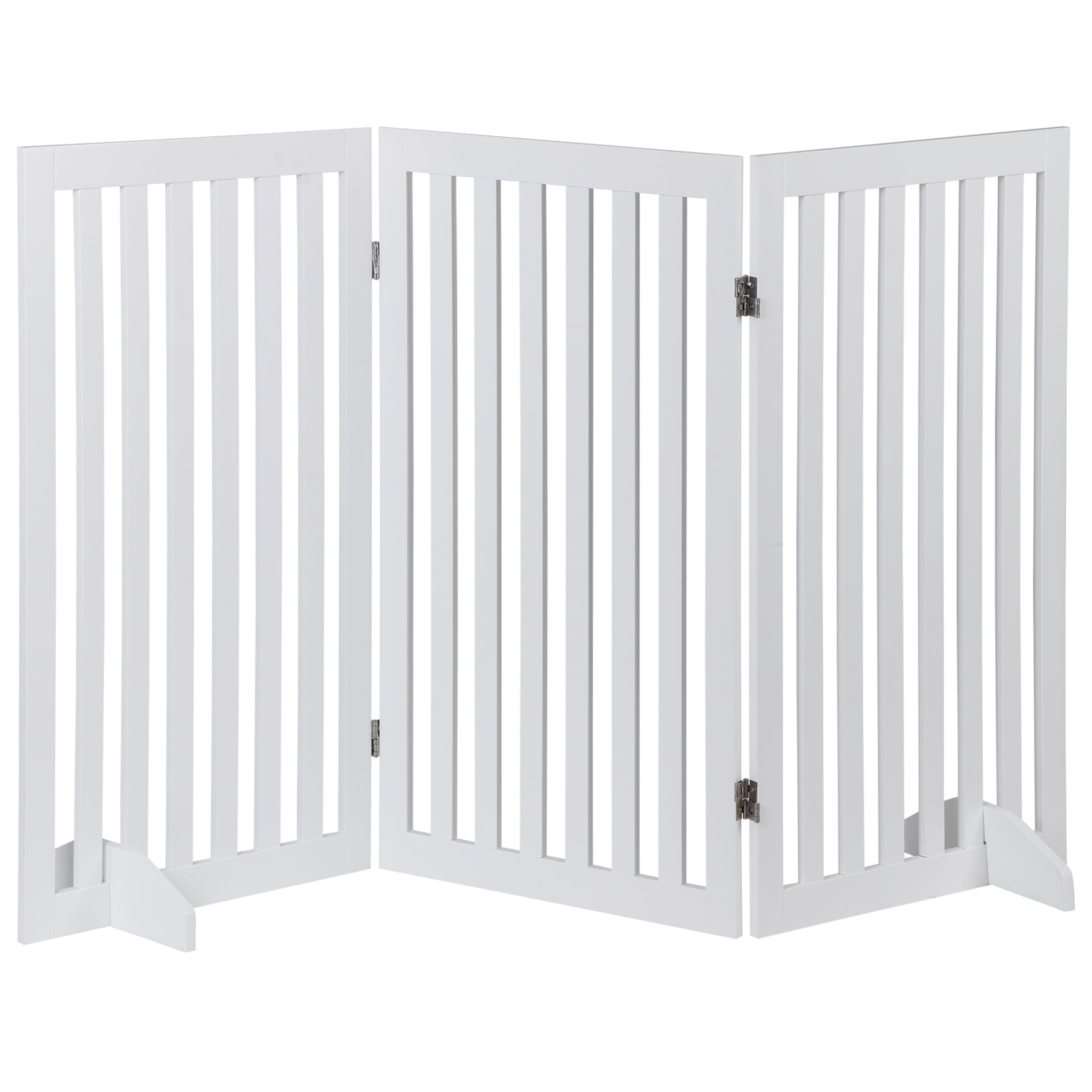 WSWJY 36”H Free Standing Pet Gate for Dog Cat, Tall Wooden Gates for Doorway, Stairs, Foldable Pet Fence for The House, Expandable Dog Barrier, Indoor Use, White