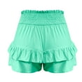 thumbnail image 6 of Lroveb Summer Shorts for Women 2024 High Waisted Ruffle Hem Shorts Pleated Casual Flowy Beach Shorts Mint Green, 6 of 6