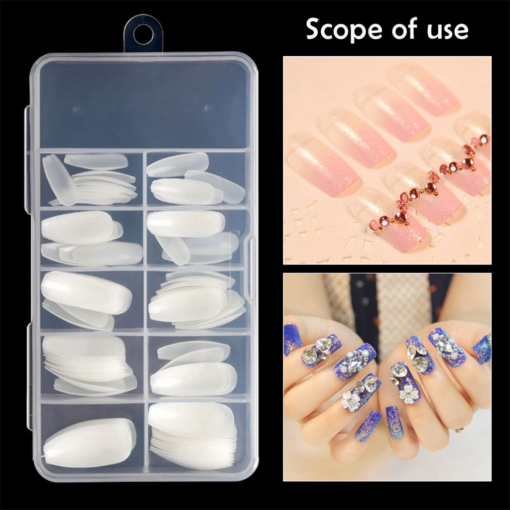 Acrylic Nail Clear Tips False Nail Sticks Coffin Long Ballerina Nails ...