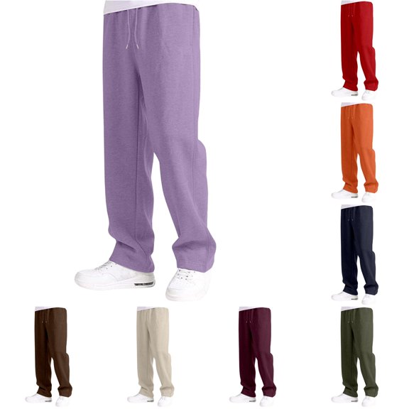 Weebloom Boys Sweatpants Athletic Running Pants Casual Elastic Waist Drawstring Loose Fit Wide Leg Joggers Pants With Pockets For Kids Trousers Purple 9-10 Years