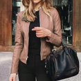 thumbnail image 1 of SJJYV Slim Fit Leather Jacket Women, Classic Moto Biker Pu Autumn & Winter Basic, 1 of 5