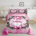 thumbnail image 2 of Manfei Christmas Wreath Flower Bedding Comforter Set,Cartoon Xmas Snowman Twin Comforter Sets,Pink Bow Knot Bedding Set For Girls Kids,Breathable Home Decor Reversible,2 Pieces, 2 of 8