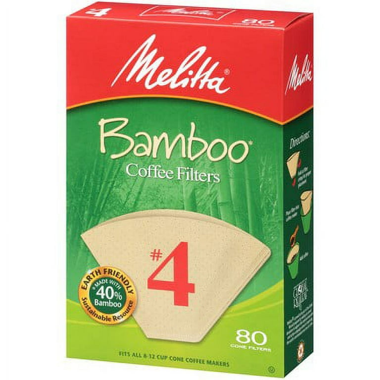 Melitta #4 Cone Coffee Filters, 80 ct, 40% Bamboo, Fits 8-12 Melitta #4 Cone Coffee Filters, 80 ct, 40% Bamboo, Fits 8-12