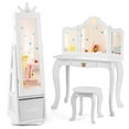 thumbnail image 1 of Gymax Kids Vanity Set Princess Makeup Dressing Table & Chair Set w/ Jewelry Armoire White, 1 of 10