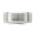 thumbnail image 4 of Sterling Silver Rhodium-plated 8mm Brushed Fancy Band Size 10, 4 of 6
