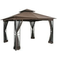 thumbnail image 2 of EGEIROS LIFE 12 Ft. X 10 Ft. Double Roof Patio Gazebo With Mosquito Net (Brown), 2 of 12