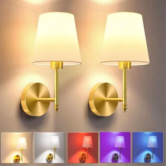 Rechargeable wireless battery wall light with 2000mAh RGB dimmable bulb (14.5 inches)