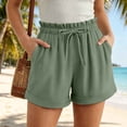 thumbnail image 3 of TAGOLD Women Sweat Shorts for Womens Solid Color High Drawstring Casual Shorts Functional Side Pockets Loose Summer Loungewear Bottoms, 3 of 5