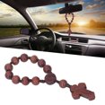 thumbnail image 4 of Pulsera De Rosario, Hermoso Motivo De Crucifijo, Cuentas Colgantes, Rosario, Exquisita Nuez Tallada A Mano Para Regalo Para Espejo De Coche Para Decoración Cergrey Beads Rosary, 4 of 8
