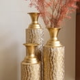 thumbnail image 4 of Metal decorative vases High distress metal center vases with growing vine patterns, set of 3 vases for home decoration 34 ", 29 ", 25 "H, gold, 4 of 5