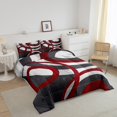thumbnail image 3 of Erosebridal Geometric Circle Line Bedding Comforter Set, Gray Red Abstract Aesthetic Down Comforter Microfiber 2 Pieces, 3 of 8