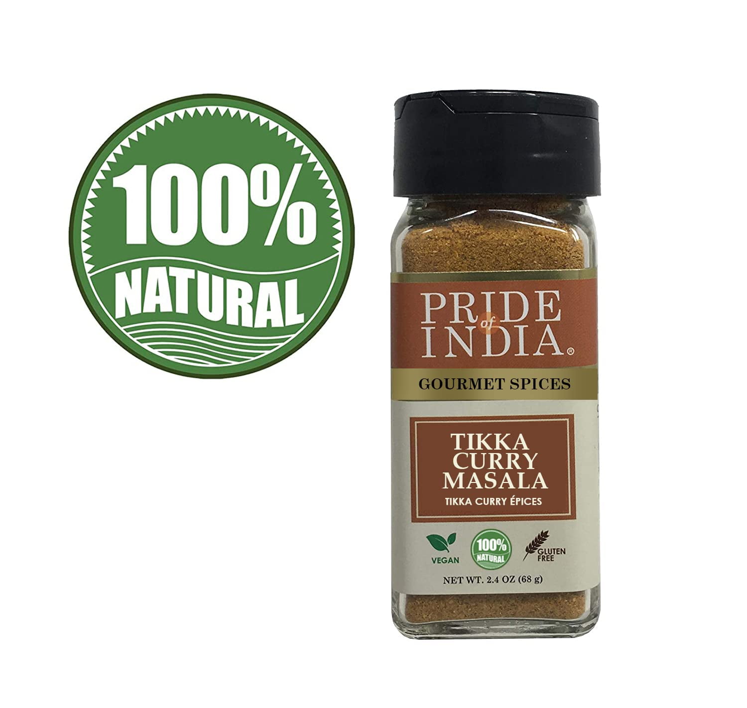 Pride of India - PACK of 6 - Tikka Curry Masala Seasoning Spice – Gourmet Curry Mix – Ideal for Vegetarian and Meat Dishes – Natural & GMO Free – Easy To Use - 2.4 oz. Small Dual Sifter Bottle